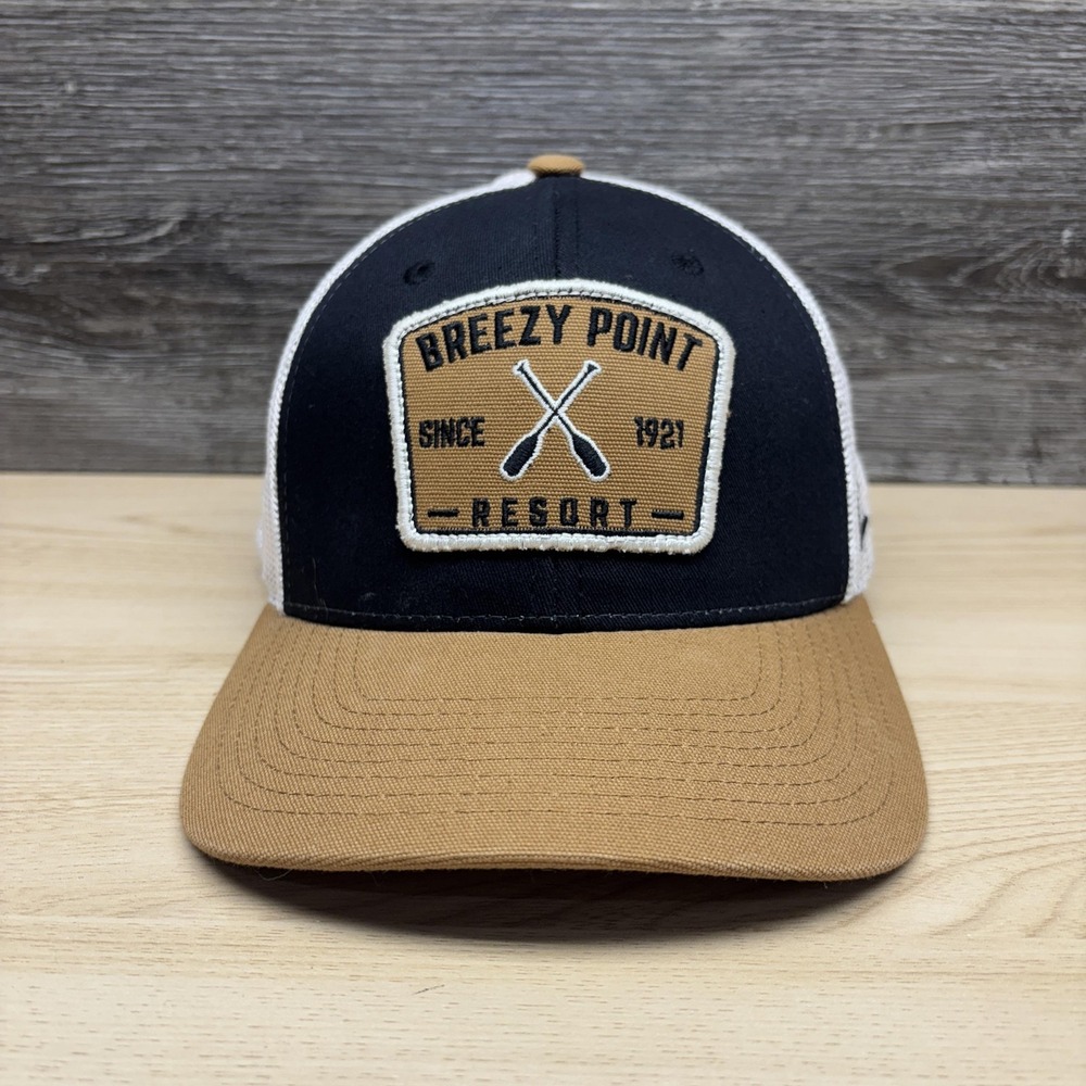Breezy Point Resort Hat Cap Snap Back Mens One Size Trucker Black Tan